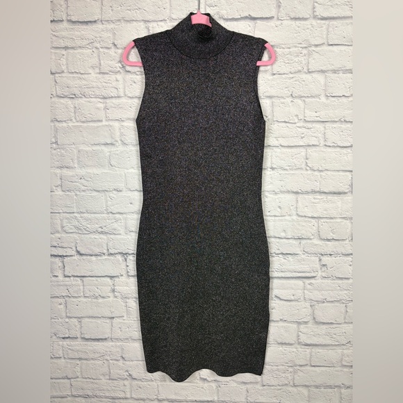 House of Harlow 1960 Dresses & Skirts - House of Harlow Black Silver Knit Turtleneck Dress size Large